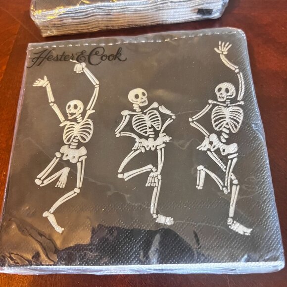 Hester & Cook Skeleton Dance Paper Cocktail Napkins 3-Ply Halloween Party - Picture 2 of 5